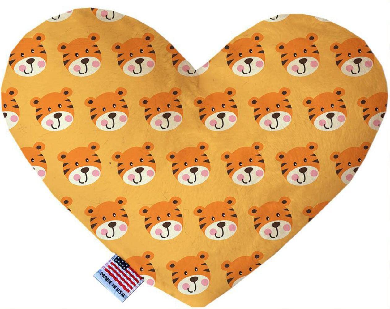 Mirage Pet Product Tally The Tiger 6 inch Canvas Heart Dog Toy