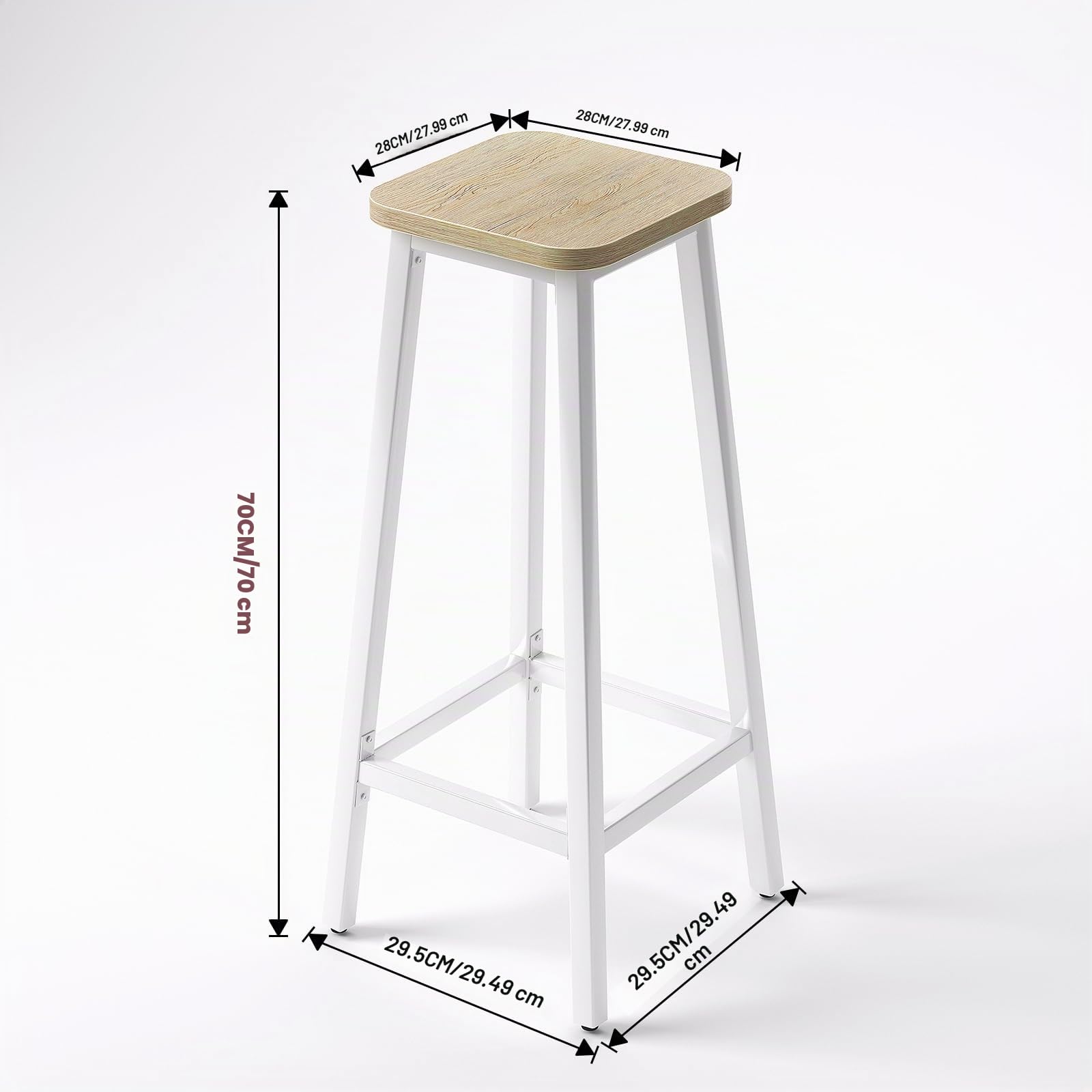 YMYNY Taburetes de Bar, Taburete de Cocina con Reposapiés, Taburete de Bar de Estilo Industrial, Adecuado para Restaurante, Bar y Sala de Fiestas, 29.5 x 29.5 x 70CM Color Natural HBS511R