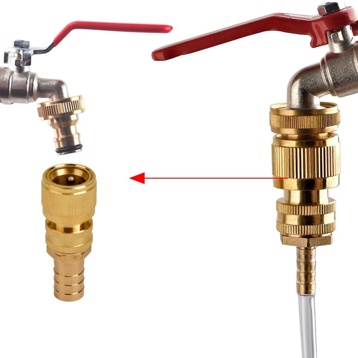 Conectores rápidos y robustos de latón Macho, 6.4x16x61mm Barb Adaptador de Manguera para riego de Jardines, A