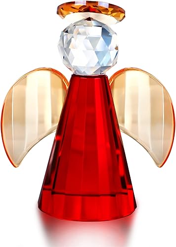 H&D HYALINE & DORA Figura de ángel de la guarda de cristal, pisapapapeles, adorno de ángel de cristal coleccionable, decoraciones de cristales para