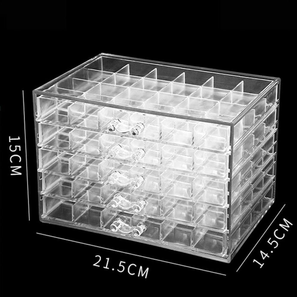 Scatola di Gioielli 120 Griglia monili del chiodo Storage Box 5 strati Jewelry trasparente di diamante della scatola dell' organizzatore del banco di mostra acrilico cassetto di plastica-White Scatol