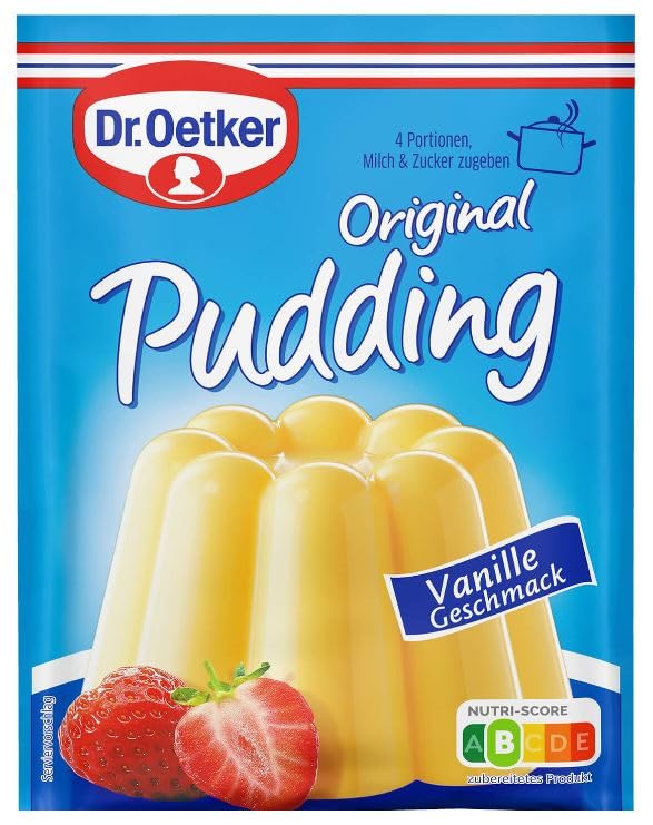 Vanilla Geschmack - Original Pudding - 3 sobres - Pudin en Polvo con Sabor a Vainilla - Original Deliciosa Preparación para Postres Cremosos y Gourmet - Compatible con Dr.Oetker - 111g