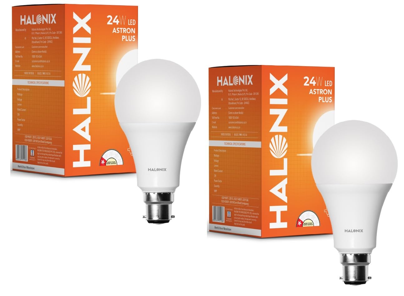 Halonix 24W LED Light Bulb | Cool Day Light (6500K) |Pack of 2|Energy Efficient| 4kv Surge Protection |100 Lumens per watt, B22-image-26