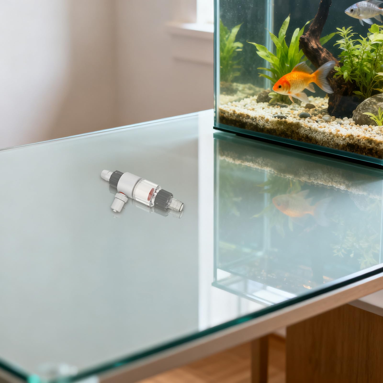 Diffusore Co2 Inline per Acquario, Contabolle Esterno Argento | Acrilico e Lega di Alluminio, Nano Bubbles Diffuser Design, Distribuzione Uniforme in Vasca Domestica