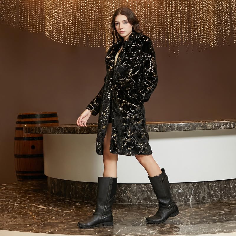 Image of PINACOLADA Women's Double-Breasted Fleece Long Coat for Casual Wear | Lapel Collar | Long Sleeve | Button Closure | Coat Crafted with Comfort Fit for Everyday Wear