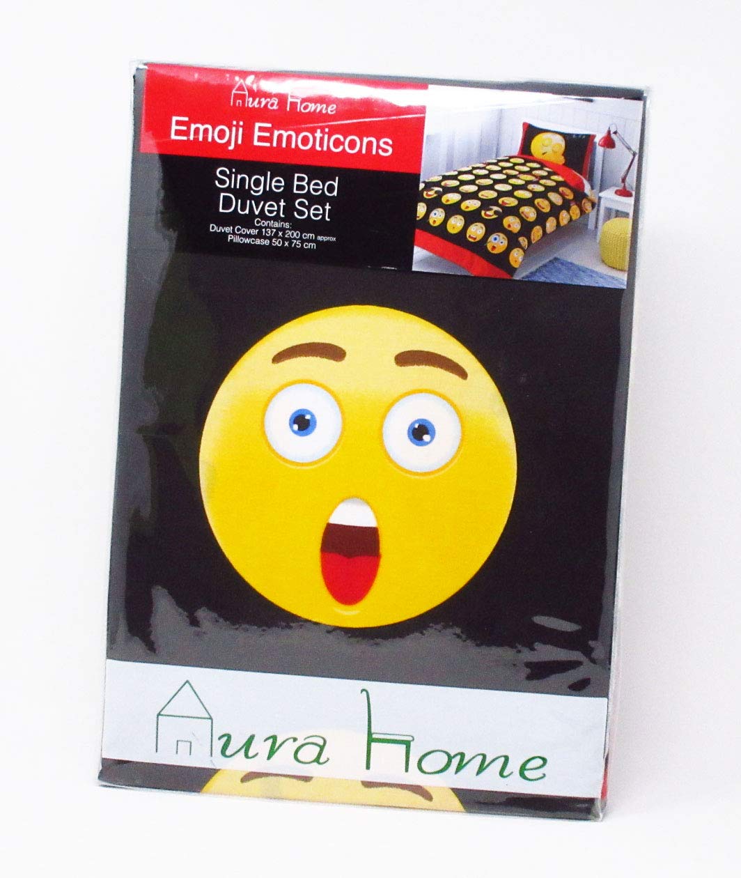 Aurahome Multicolour (Tm) Single Emoji Emoticons Duvet And Pillowcase Set (Single)
