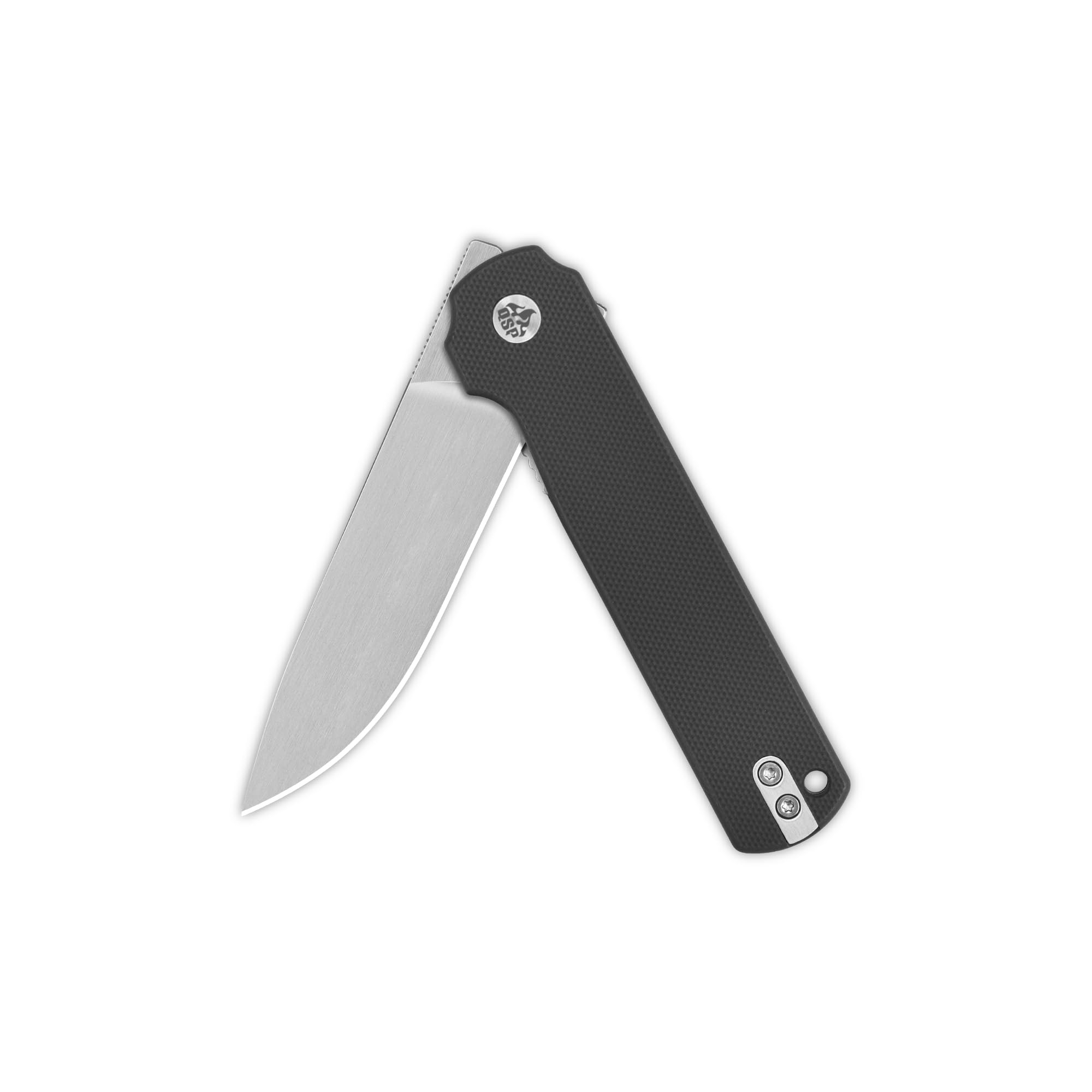 QSP KNIFE LARK MODEL POCKET FOLDING KNIFE, 14C28N BLADE with G10 and CARBON FIBER HANDLES, FRONT/BACK FLIPPERS, LIGHT WEIGHT FOR EDC (Black G10)