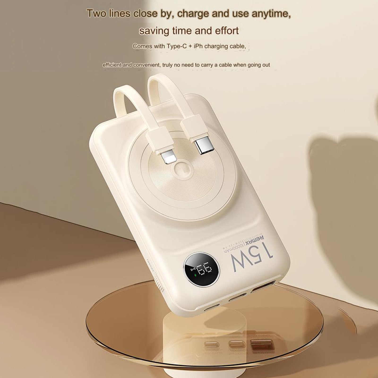 Batterie externe 10000Mah 20W + 22.5W, charge rapide, fil intégré, charge magnétique sans fil, Protection de sécurité Multiple, alimentation électrique Mobile,D