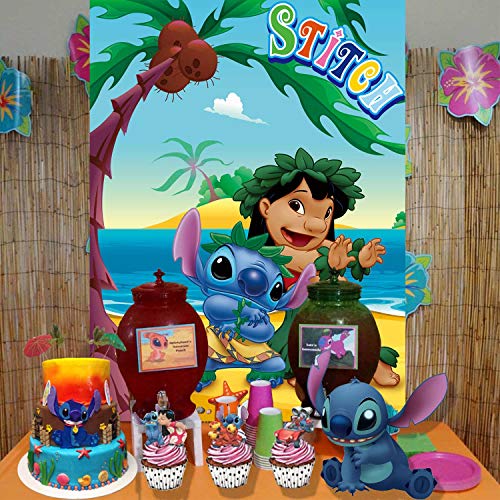 Stitch Backdrop | Lilo and Stitch | Party Decorations | Birthday | Baby Shower | Tropical Background Photography Banner