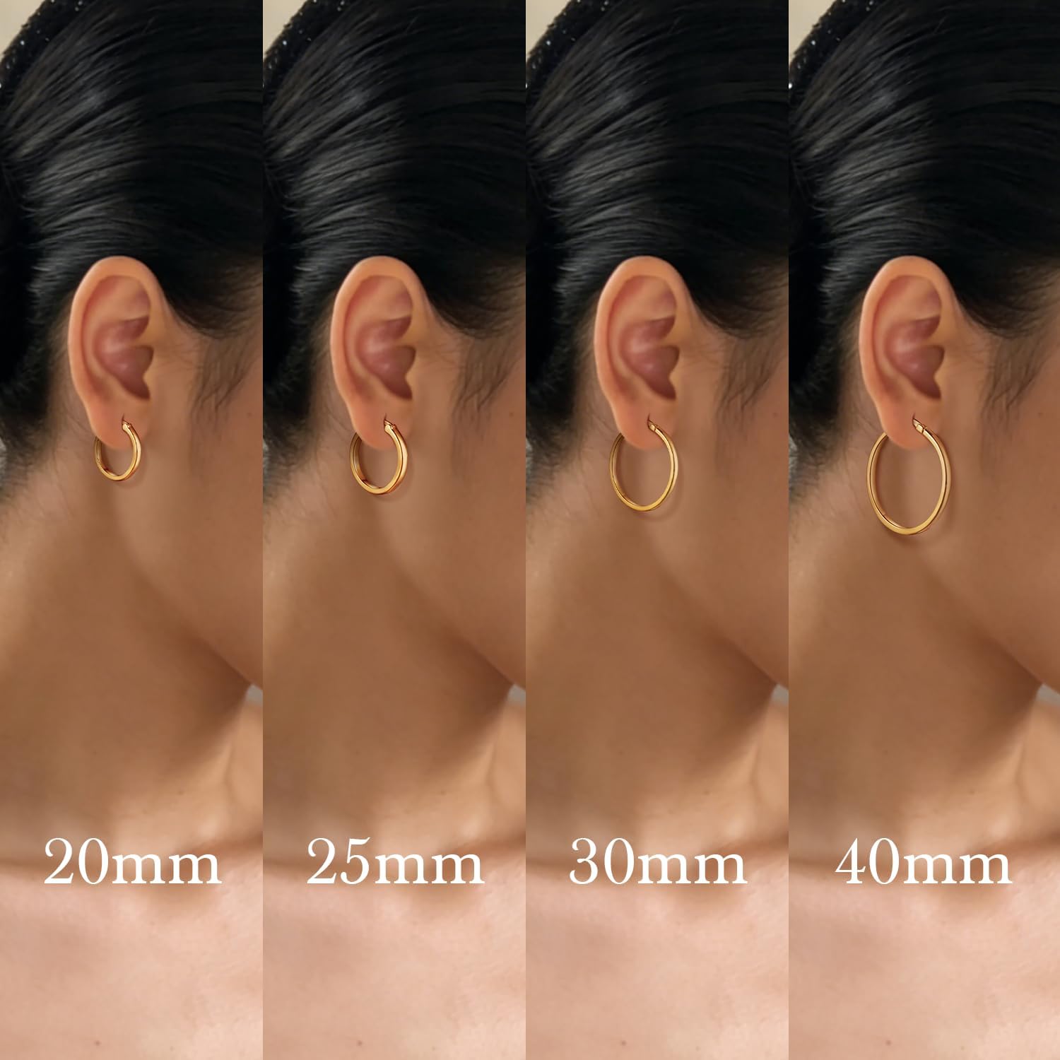Gold Hoop Earrings 14K Gold Earrings for Women Gold Hoop Earrings for Womens Hoops Pure Minimal Style for Light and Delicate Hoops Earring for Womens 20/25/30/40mm