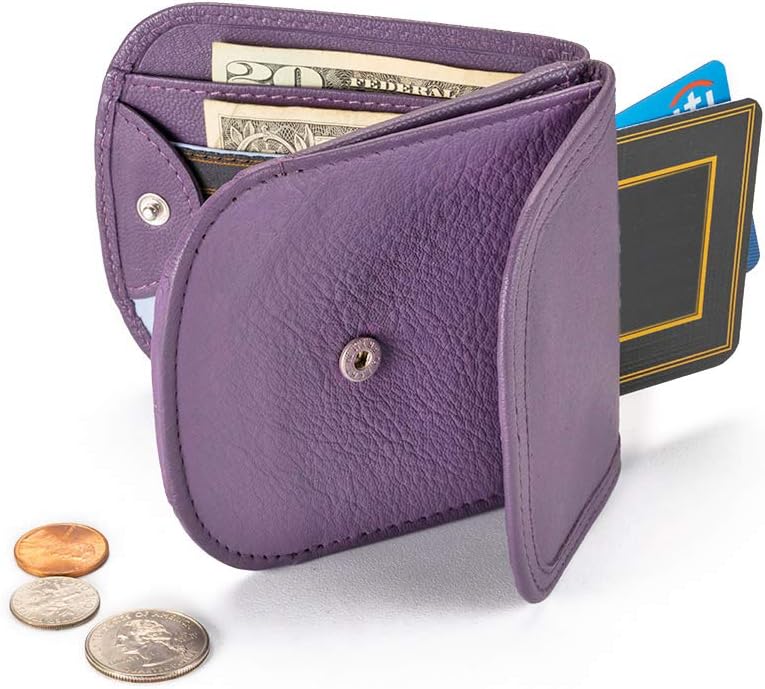 Taxi Wallet® TW03-PURRLE - Soft Leather - Compact, Front Pocket Folding Wallet - For Cards, Coins, Bills, ID (Men & Women)