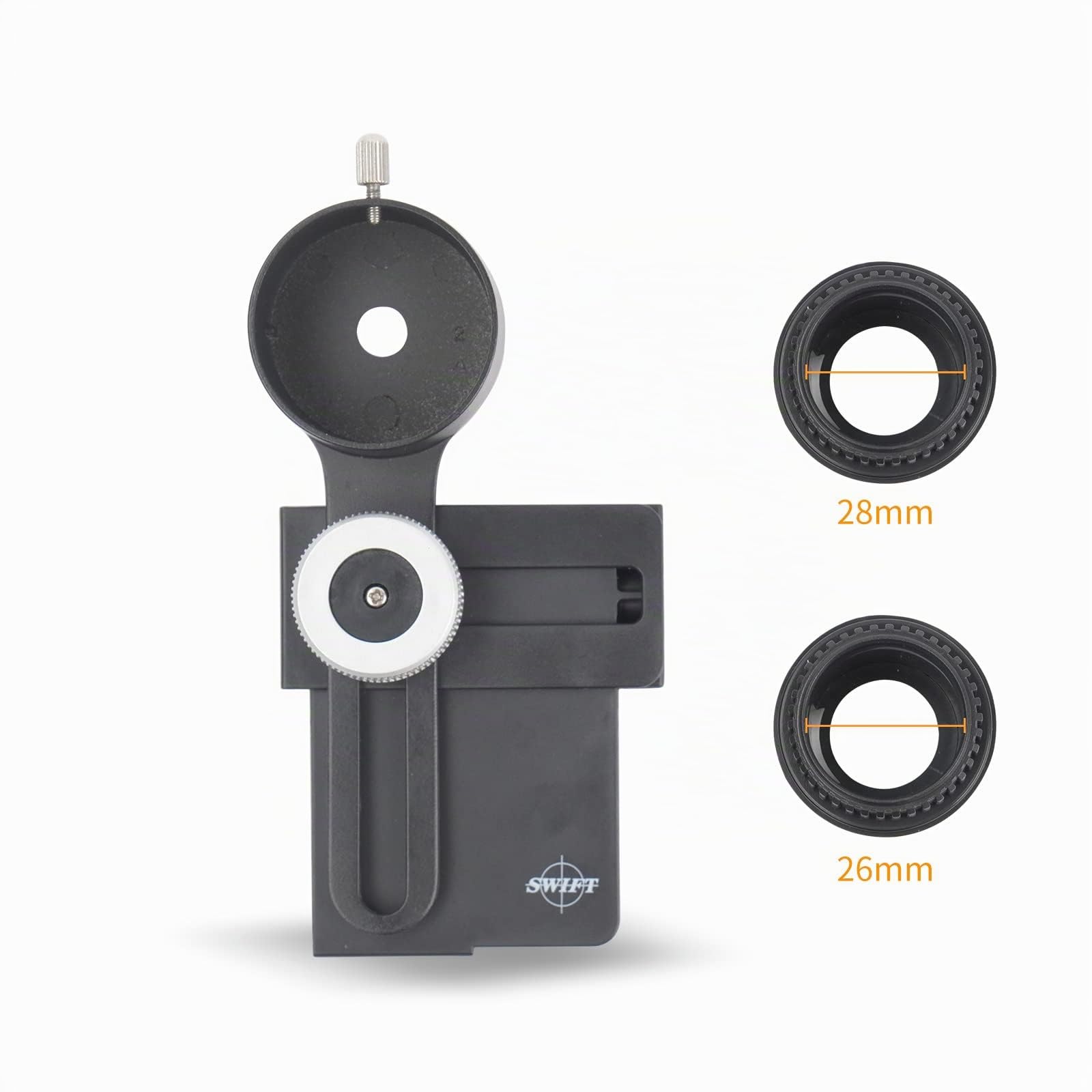 Swift Adattatore per obiettivo microscopio, supporto adattatore per fotocamera smartphone, accessorio per microscopio (adatto per oculari da 26 mm e 28 mm)