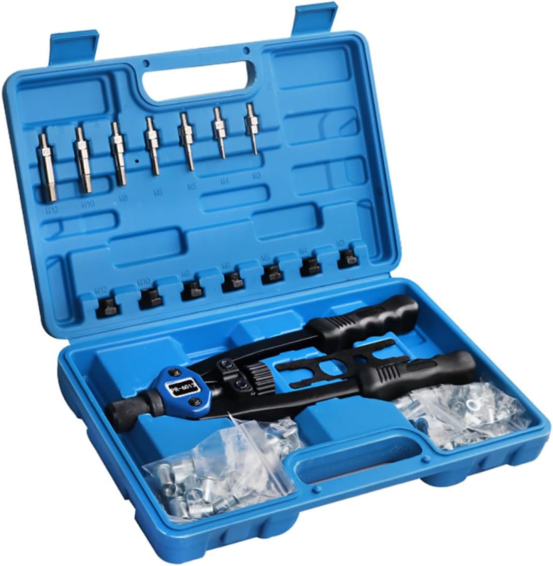 140pcs Manual Rivet Nut Tool Kit M3- Threaded Setting Tool Hand Riveter Kit with Plastic Case for Automotive and Home Repair