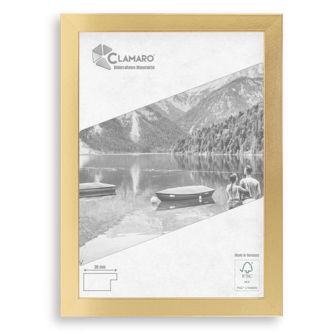 Clamaro Marco de Fotos Múltiple, Madera MDF, Dorado Brillante, 80 x 110 cm