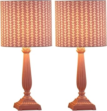 Table Lamp Set of 2 Table Lamp with Fabric Lampshade Bedroom Living Room Home Office Desk Nightstand Table Lamp Bedside Table Lamp Color B A