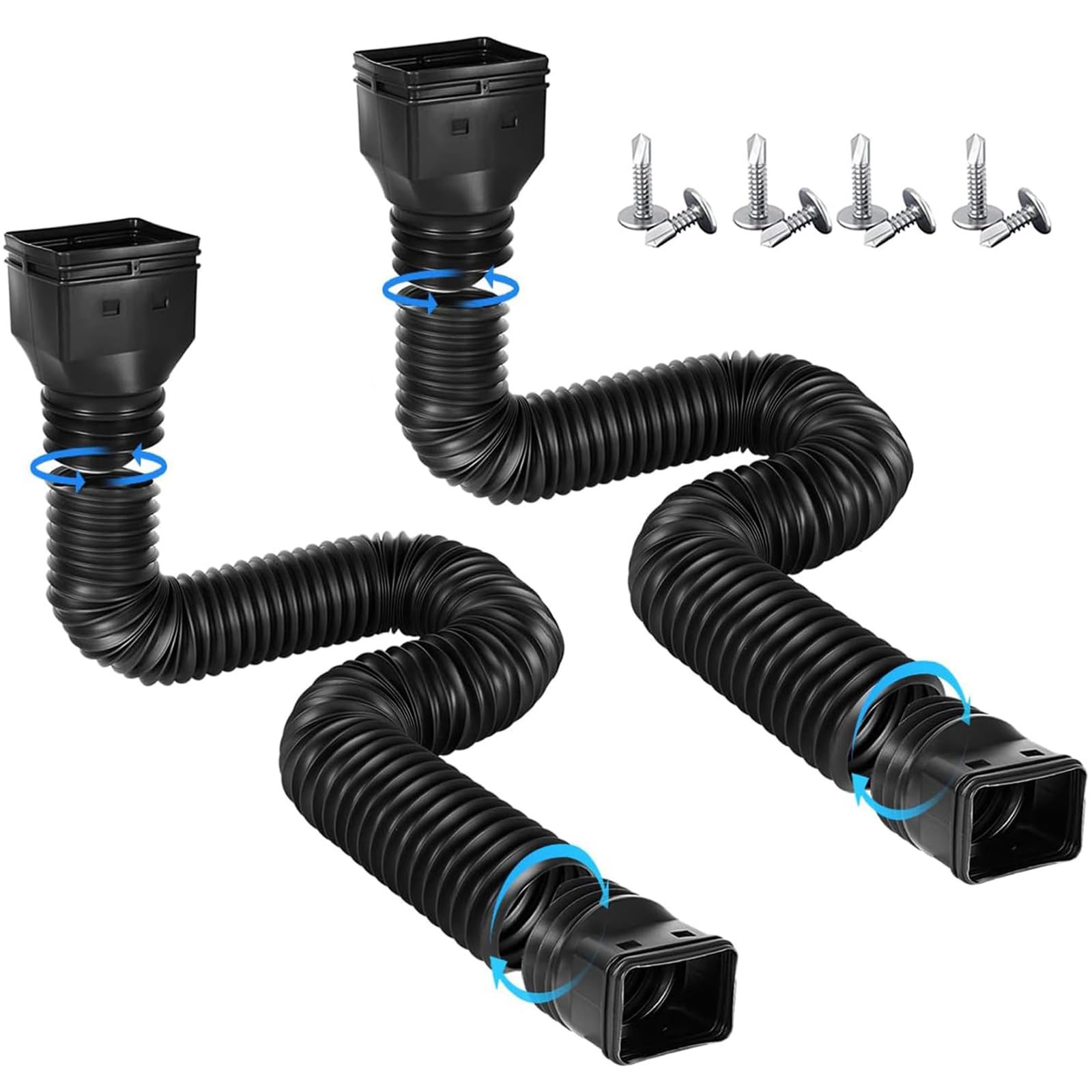 2 Piezas Extensión de Canalón de Lluvia, Extensor de Bajante de Lluvia Drenaje Retráctil para, Conector de Drenaje de Diseño Dividido de 21-60 Pulgada para la Mayoría de los Desagües Residenciales