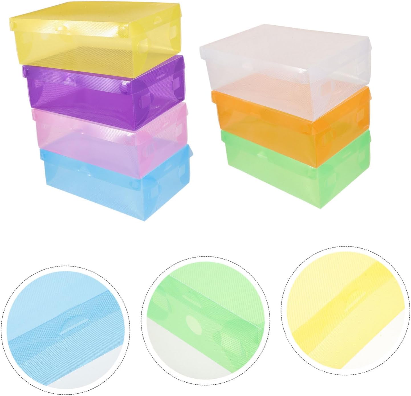 7pcs Stackable Shoe Storage Box Lid Plastic Organizer for High Heels Sneakers Boots Convenient Design for Easy Access Colors for Stylish Organization