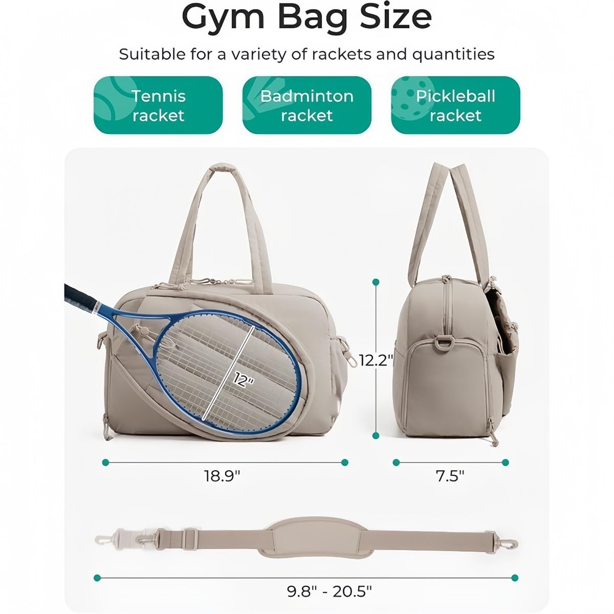 Borsa Da Tennis Personalizzata For 2 Racchette, Zaino Da Tennis Con Ricamo Personalizzato Del Nome E Scomparto For Scarpe, Borsa Portapalline Ventilata, Regalo For Gli Appassionati Di Sport
