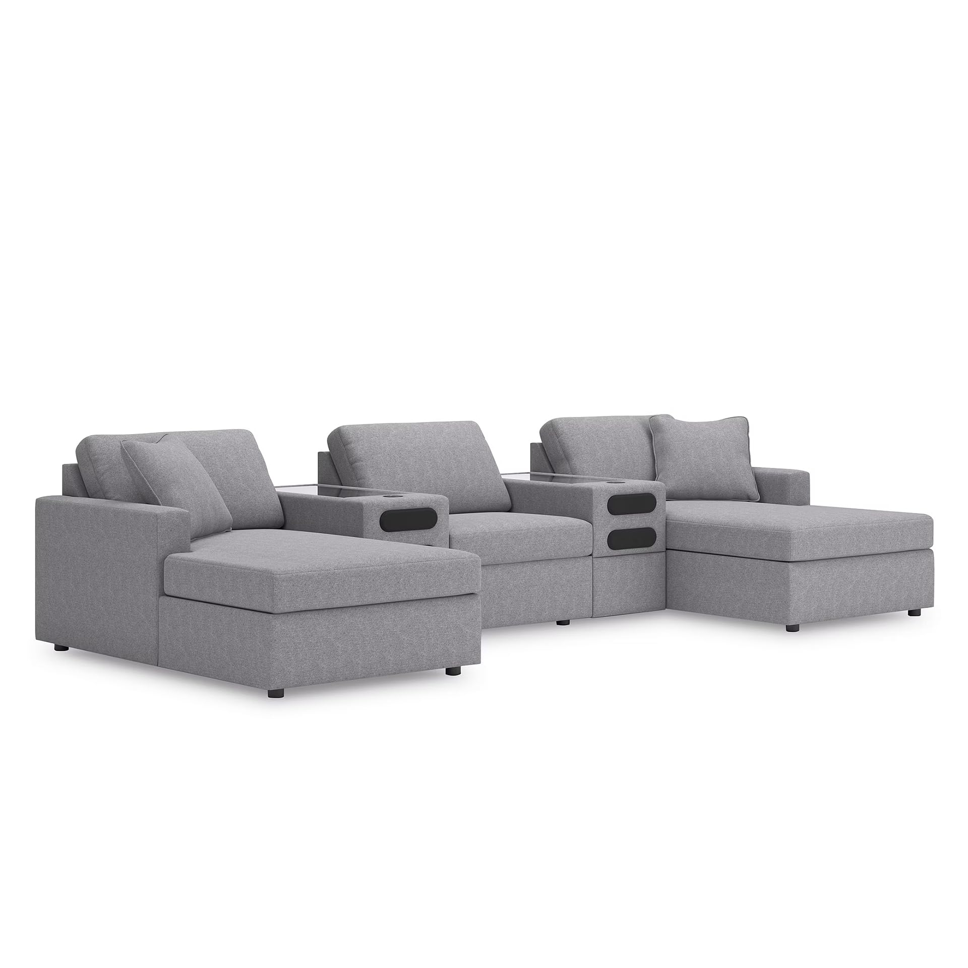 Signature Design by Ashley Gray Sectional with Audio Console, Modmax