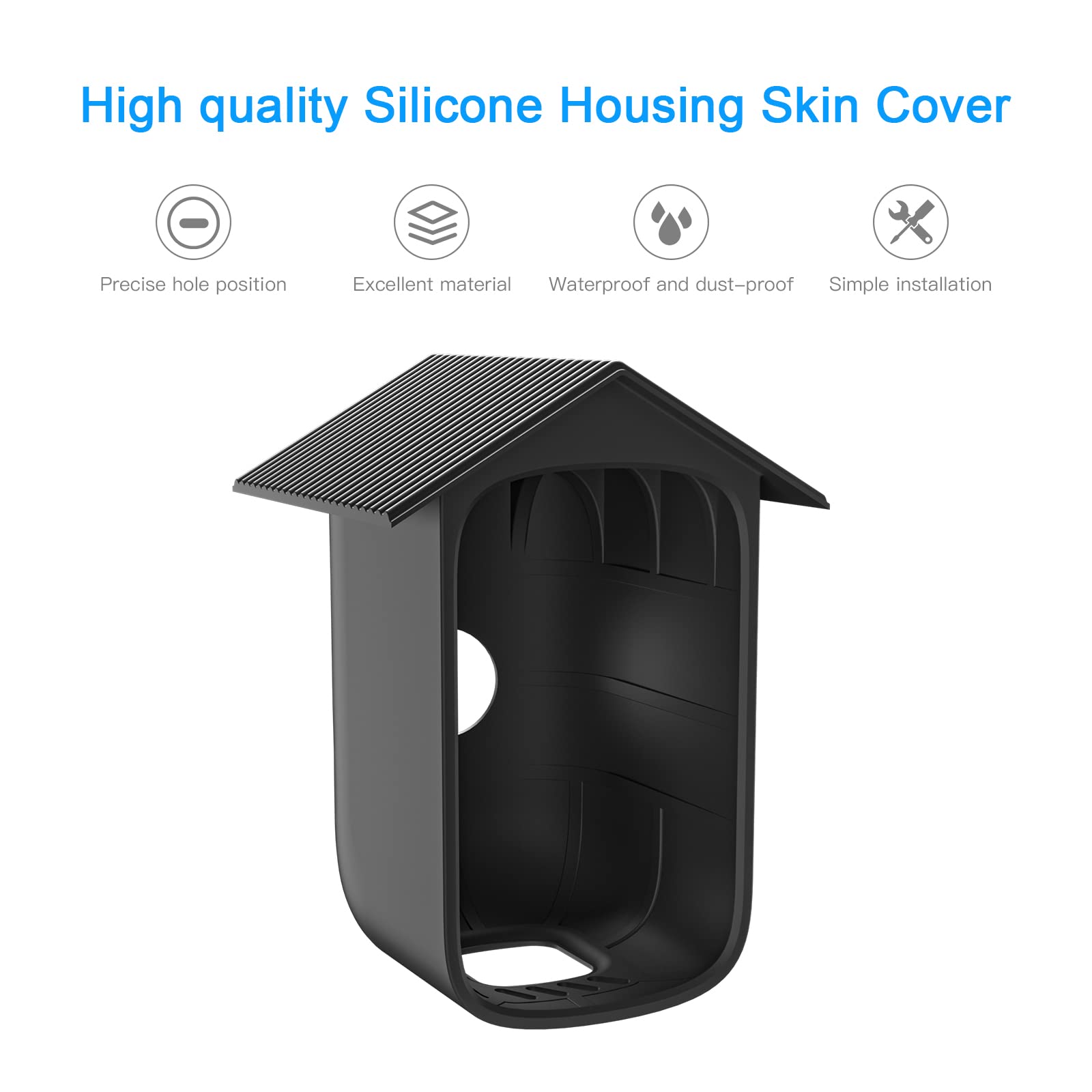Lot De 2 Coques Silicone Noires Pour EufyCam S300 3C / EufyCam 3C - Protection Anti-UV Et Intempéries