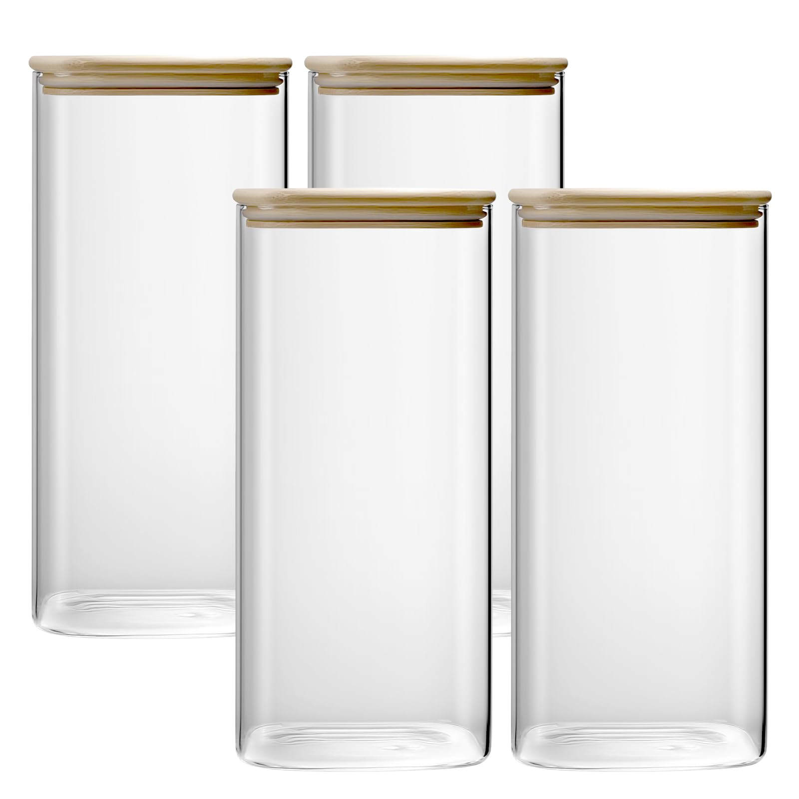 Tarros de Cristal con Tapa - Botes Cocina Almacenaje - Frascos de Vidrio con Tapa - Botes Cristal para Avena, Café, Judías（2L - 4PCS）