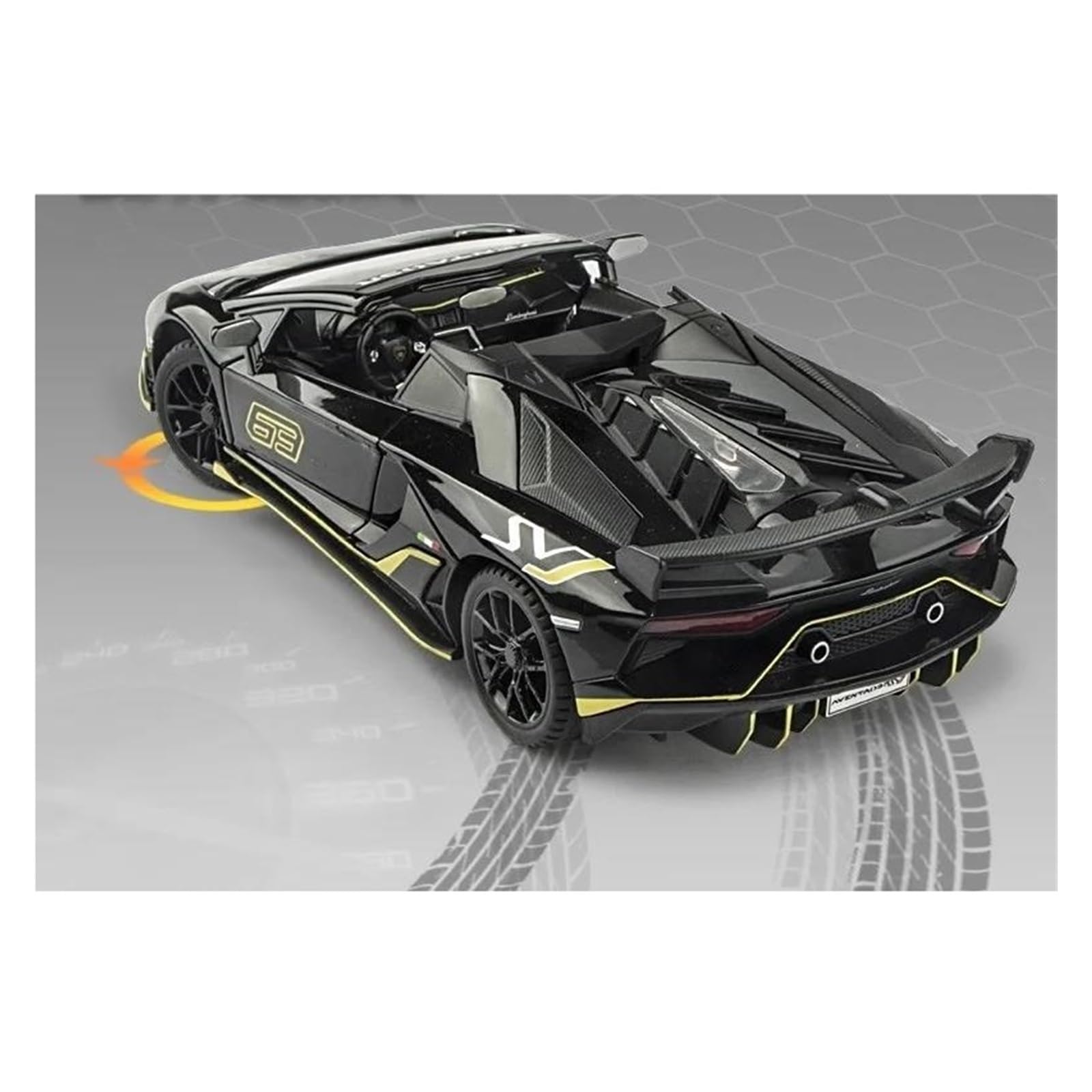 Dekoratives Automodell 1:24 for Aventador SVJ63 Sportwagen Modell Druckguss Legierung Auto Modell Dekorative Ornamente Party Geschenk zur Dekoration(Black)