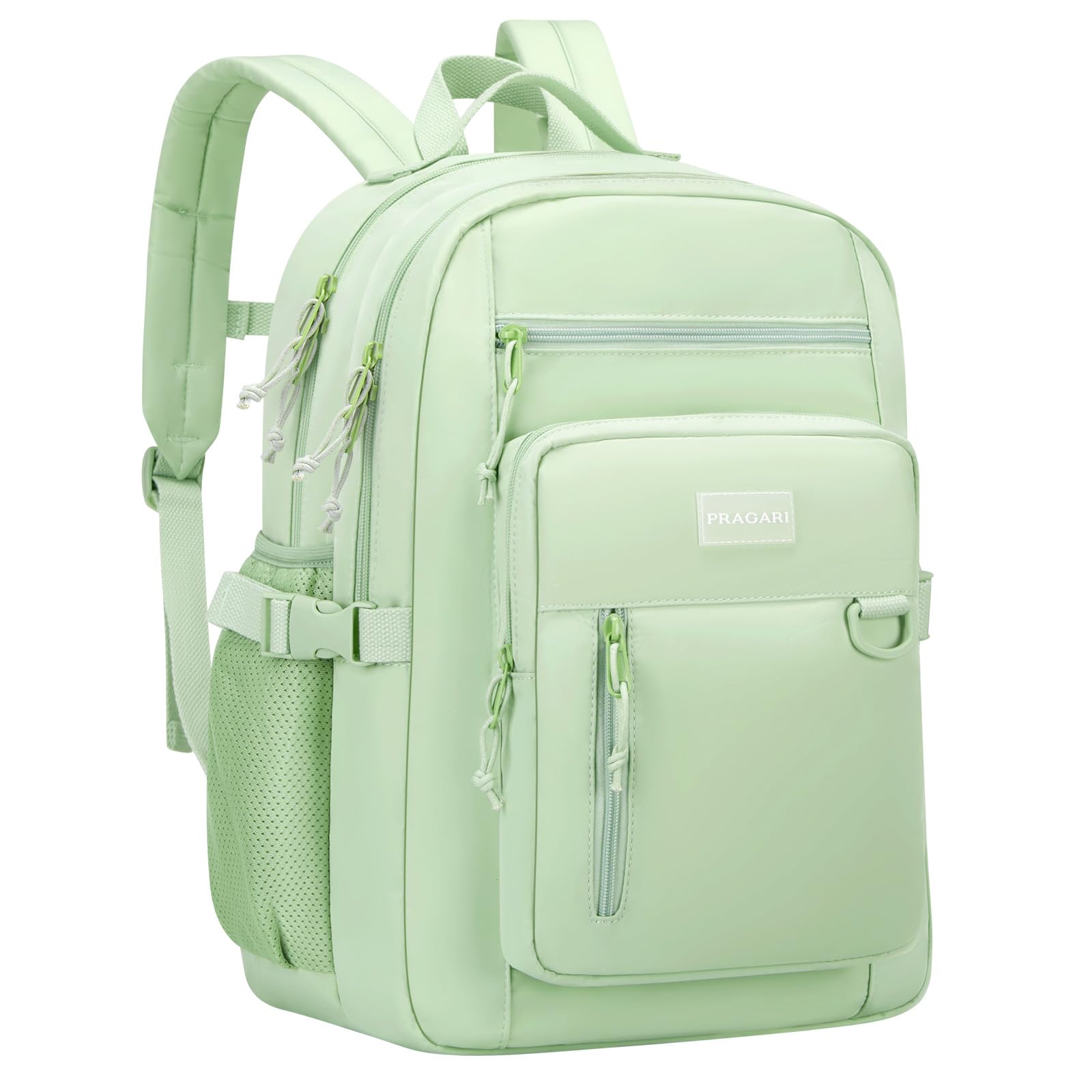 PRAGARI Kids Backpack for School Cute Aesthetic Green Backpack Girls Student Bookbag Women Travel Lightweight Book Bag
