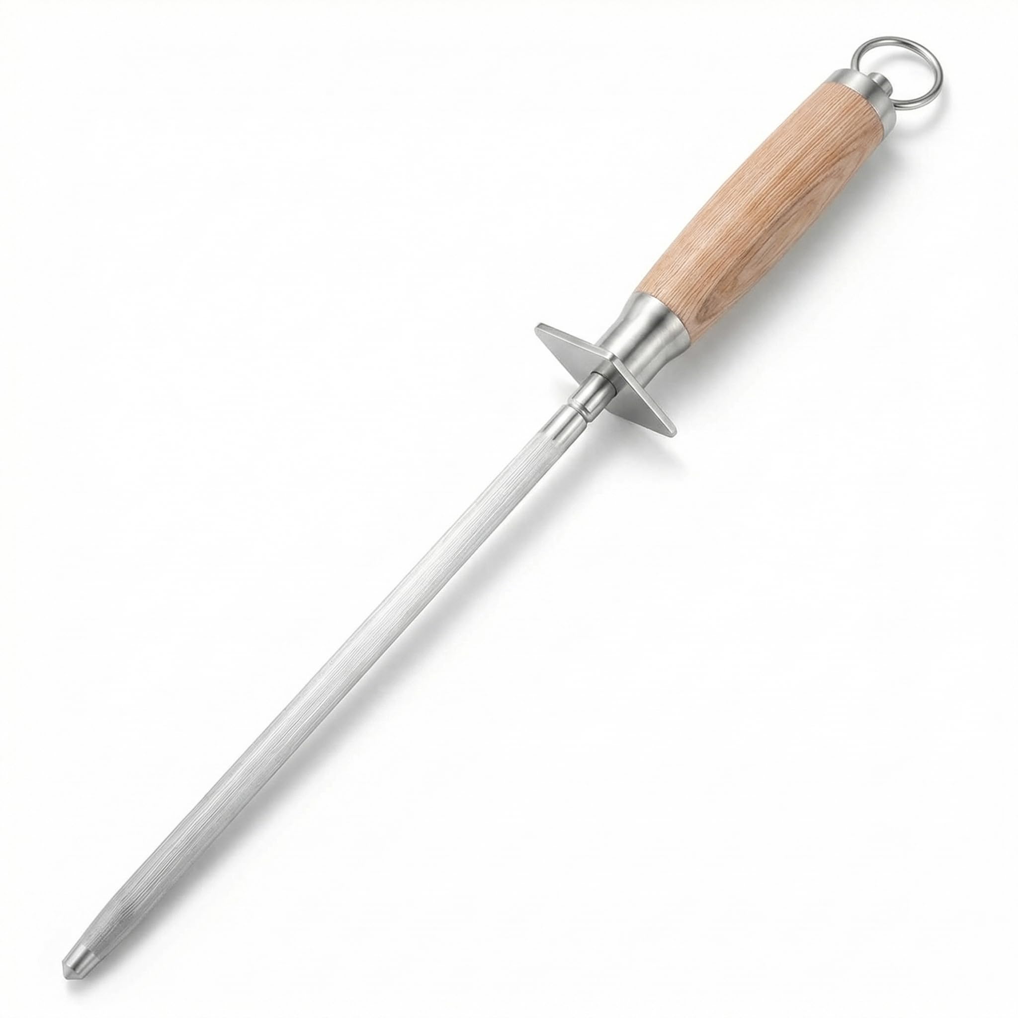 QWORK® Honing Rod, 15 Inch Honing Steel Rod with Handle, Sharpening Steel, for Kitchen Cutlery