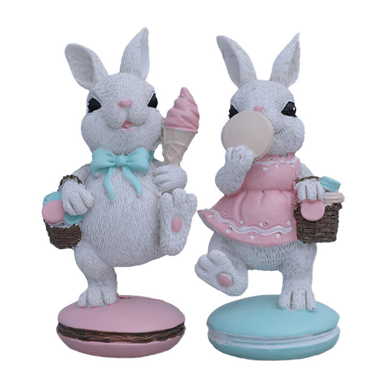 Piceioep Of 2 Colorful Resin Rabbits Figurines for Easter Party Elegant Table Display Easter Party Supplies