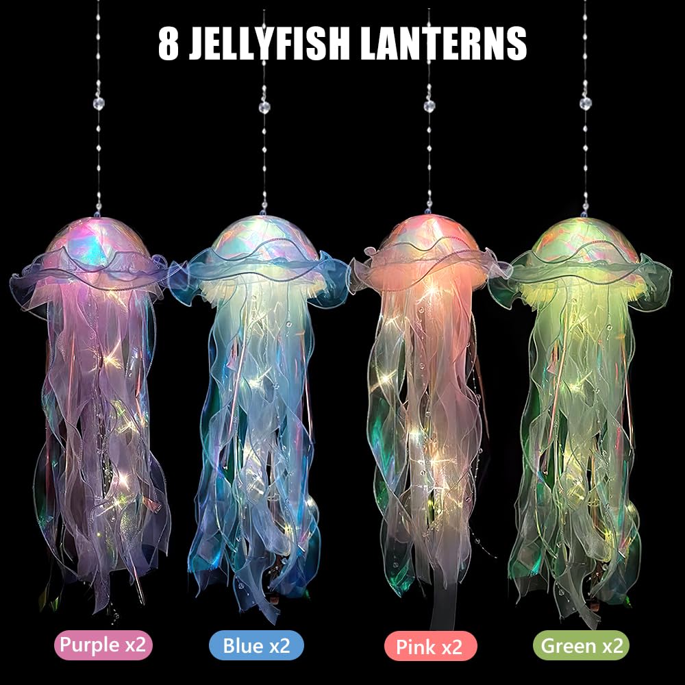Jonuin 8 Pcs Jellyfish Light, Hanging Jellyfish Lamps, Jelly Fish Light Lamp, Jellyfishs Lanterns, Jelly Fish Decoration - Image 4