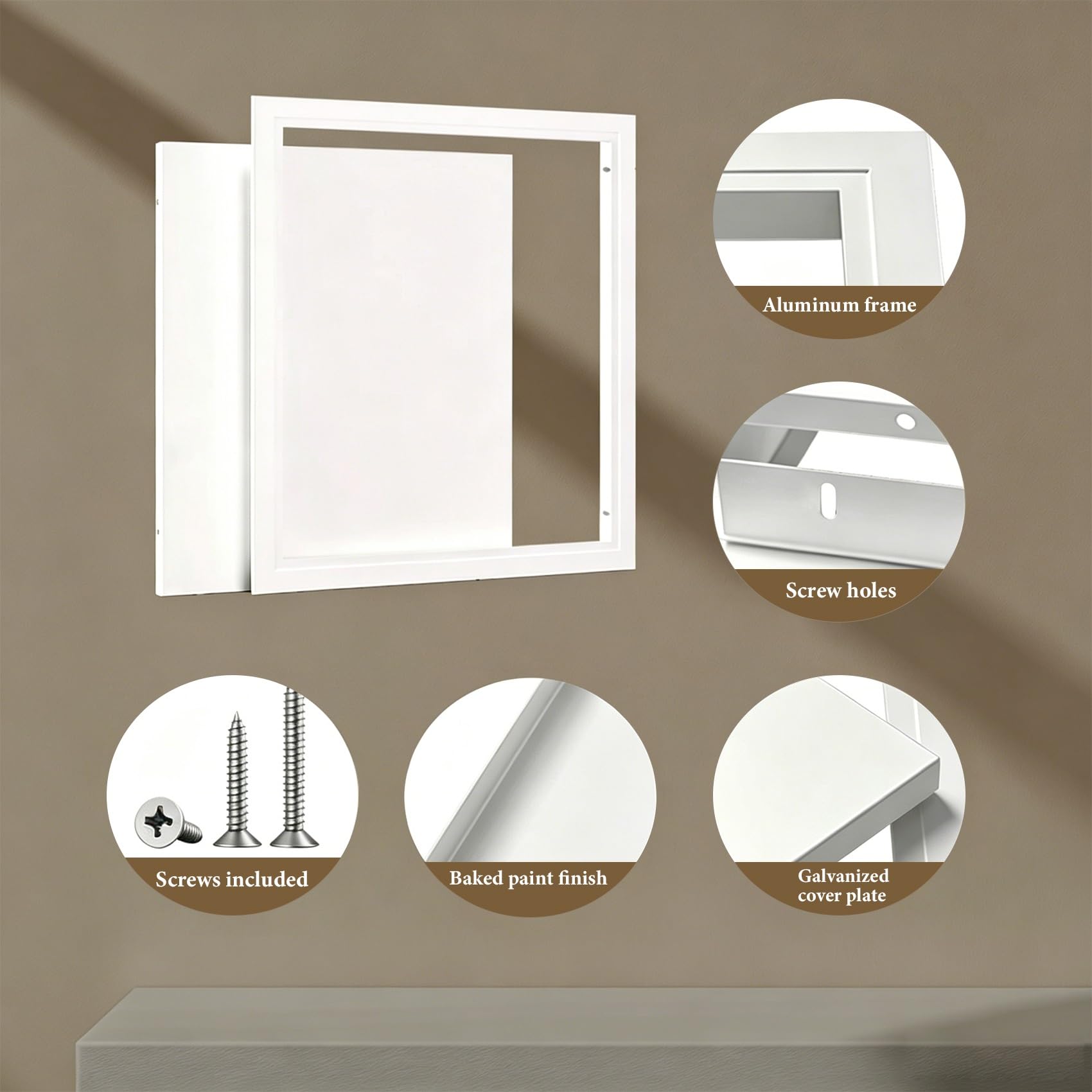 Sportello di Ispezione in alluminio - Pannello di Accesso in Cartongesso Bianca, Pannelli di Accesso Contatore acqua,Soffitto,Vasca,Scatole per Fusibili(40x55cm/16x22in)