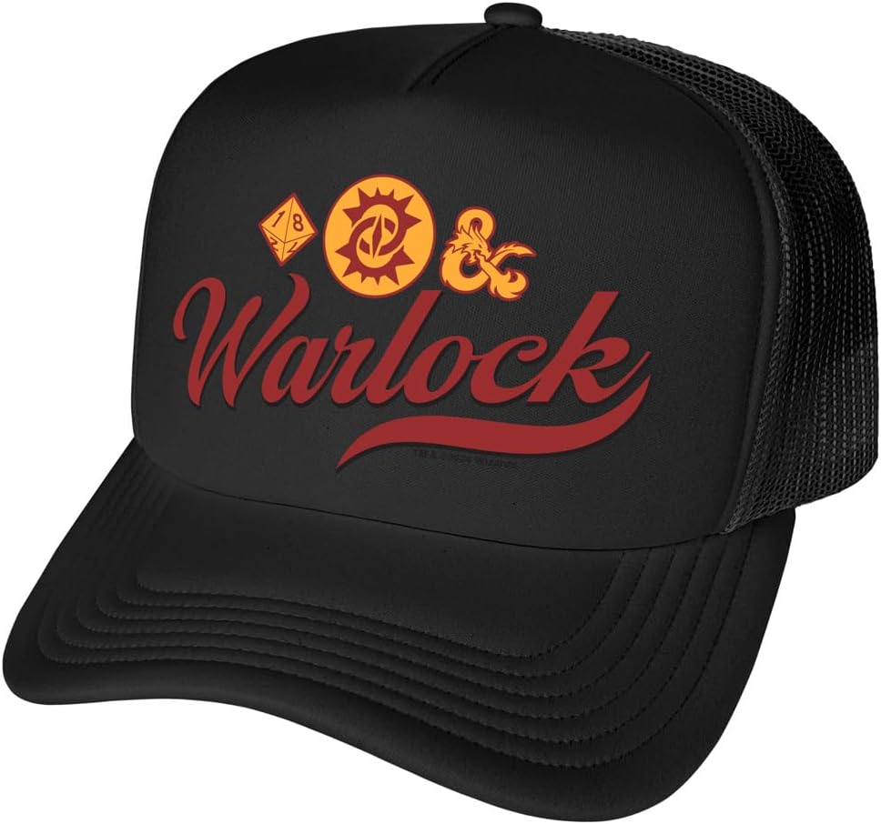 Dungeons and Dragons Warlock Class Foam Snapback Trucker Hat - Unisex for Men and Women, Black