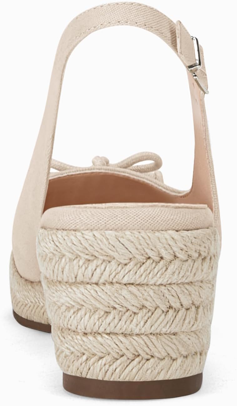Womens Closed Toe Espadrilles Wedges Shoes Platform Slingback Mid Low Heel Canvas Bow Dress Sandals - Image 6