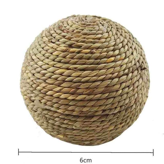 Foto 2 de 5 de Lankater Pet Chewing Toy Natural Grass Ball Pet Chew Toy for Rabbit Hamster Guinea Pig for Tooth Cleaning
