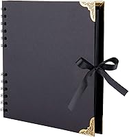 LOYAL BOOK 8x8 Black Scrapbook Album - 60 Pages Thick Kraft Paper, Spiral Bound DIY Photo Book for Weddings, Anniversaries & Family Memories