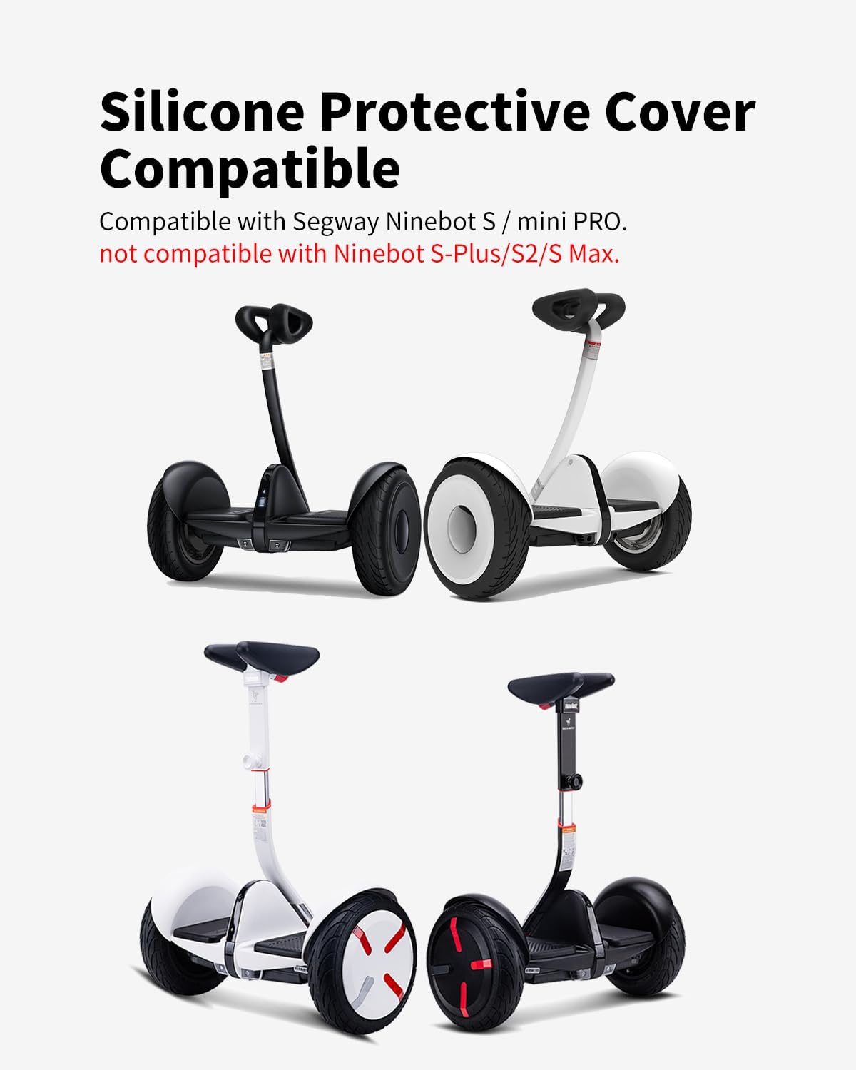 Protective Case Compatible with Segway Ninebot S/mini Pro, Waterproof, Anti-collision, Scratch Resistant Fully Wrapped Protective Cover Silicone Film Self Balancing Scooter Accessories (black)