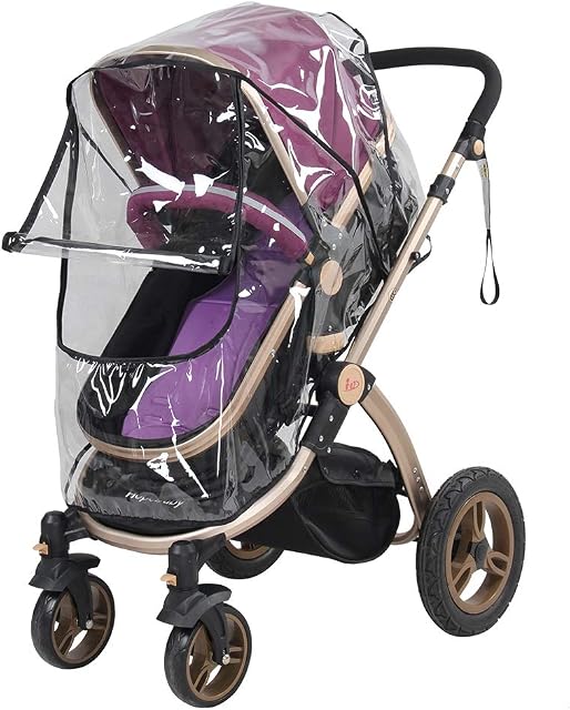 Agatige Baby Stroller Rain Cover, Waterproof Dust Wind Shield Zipper Window Design Universal Pram Accessory
