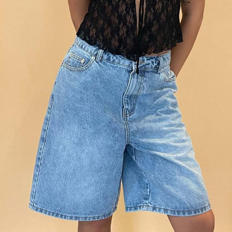 Women Wide Leg Baggy Jean Shorts Vintage Loose Fit Low Rise Bermuda Denim Shorts Summer Jorts Streetwear Y2k Clothes - Image 3
