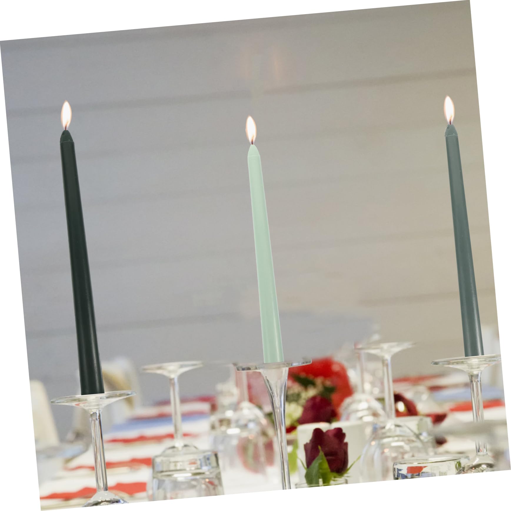 Candele Profumate a Stelo lungo 4 Pezzi in Paraffina Verde senza Fumo per Decorazione Romantica Matrimonio o Compleanno