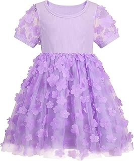 Toddler Girls Tulle Dress Summer Tutu Puff Flower Sleeve Baby Birthday Party Princess Formal Dresses for 2-7Y - Buy now