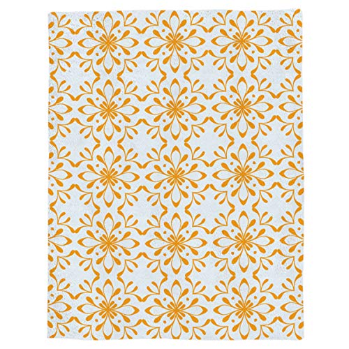 Tocahome Flannel Fleece Throw Blanket 39 X 49 Inch, Yellow Bohemian Pattern Abstract Flowers Ornate Art Lightweight Cozy Throw Blanket Warm Bed Blanket Fit Sofa And Couch #TOP4