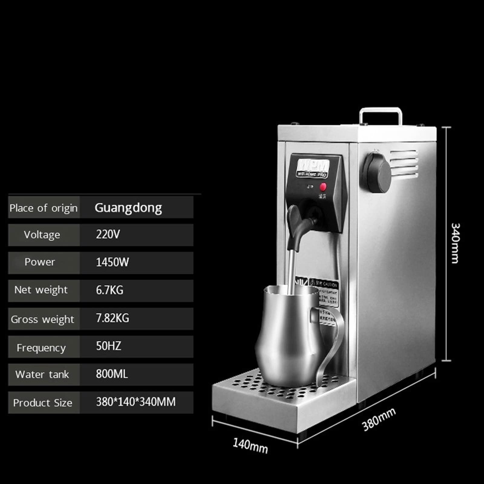 DieffematicKF Cafetera Espumador de Leche a Vapor para el hogar, profesión Comercial, Motor de Vapor bombeado, Tienda de té, calefacción de Bebidas, Burbuja de café
