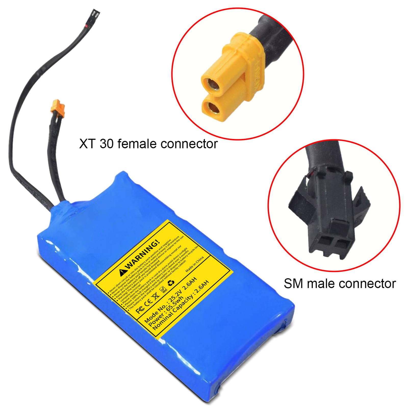 25.2V 2600mAh Scooter Battery Replacement for Gotrax GKS Electric Scooter, Rechargeable Lithium Battery 7S 1P for Kids Ride