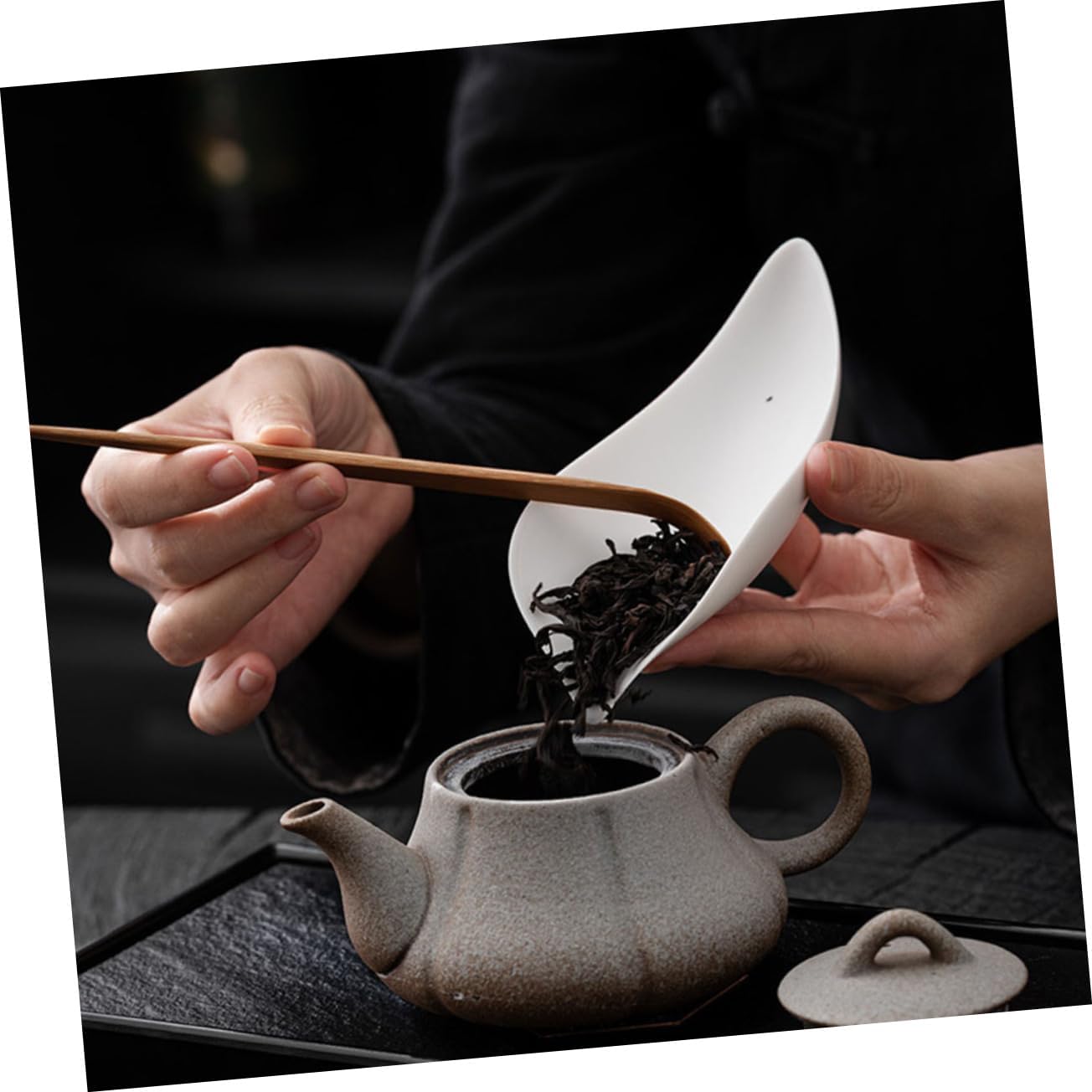 Ceramic Tea Scoop for Loose Tea Leaves Delicate Non-handle Spoon for Condiments Spices and Sugar Lightweight and Kitchen Accessory