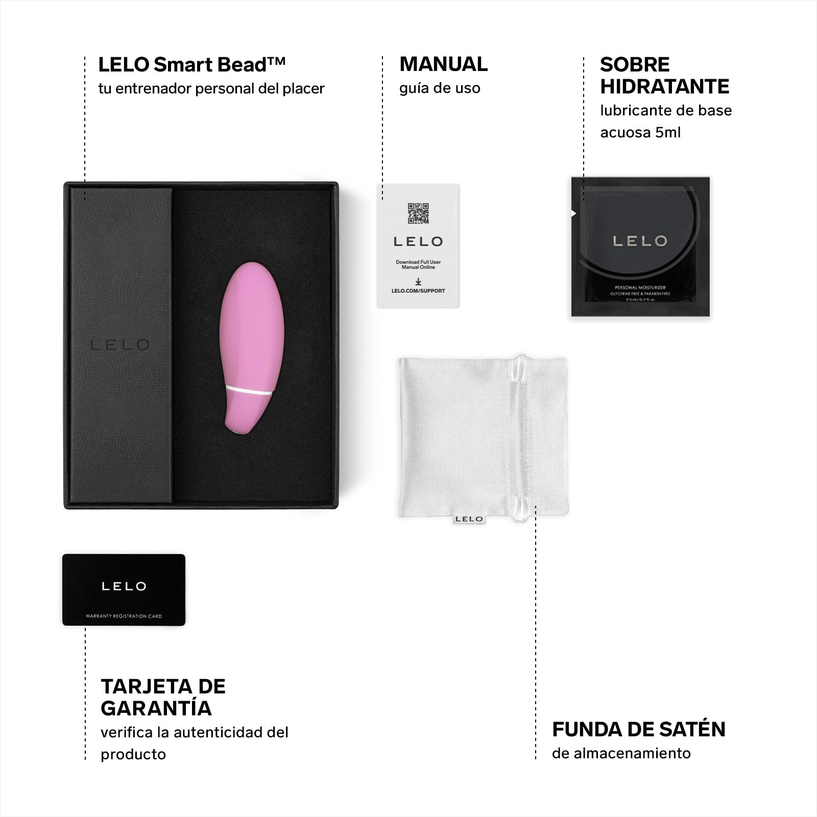 LELO SMART Bead, Vibrador Bala de Ejercicios de Kegel, Juguete Sexual con Vibración y Uncionalidad de Bolas Chinas Para el Suelo Pélvico de la Mujer, Bolas Chinas Suelo Pelvico Mujer, Pink