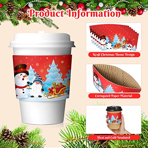 image for Funrous 60 Pack Christmas Coffee Cup Sleeves Disposable Corrugated Hol