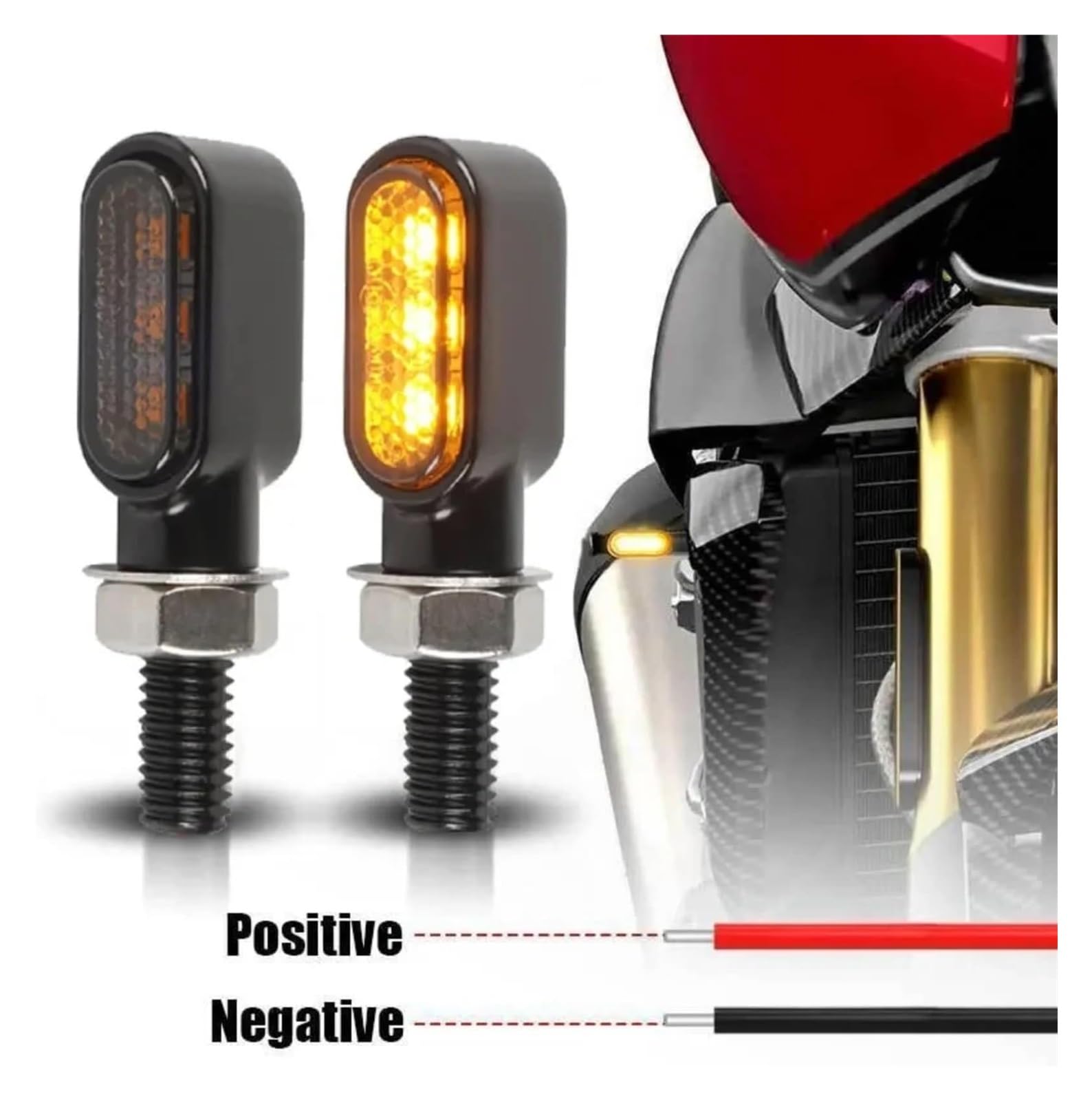 Indicatore Direzione Anteriore Moto Indicatori di Direzione Luci Frecce Lampeggianti Fanali per 12V 8mm Svolta Lampadine(3Light -4 PCS)