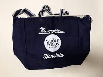 Amazon Whole Foods Market ホールフーズ マーケット ホノルル限定 エコバッグ ショッピングバッグ オーガニック トートバッグ ネイビー シューズ バッグ