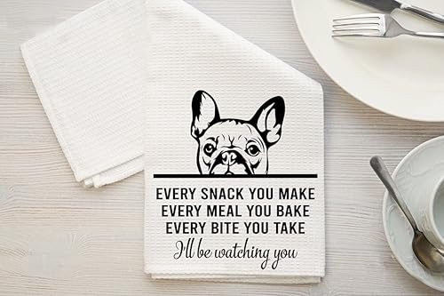 Miniatura 2 de HTDesigns Perro Bulldog francés, toalla de té, cada bocadillo que haces, cada bocado que tomas, decoración de cocina, toallas de cocina, toallas de
