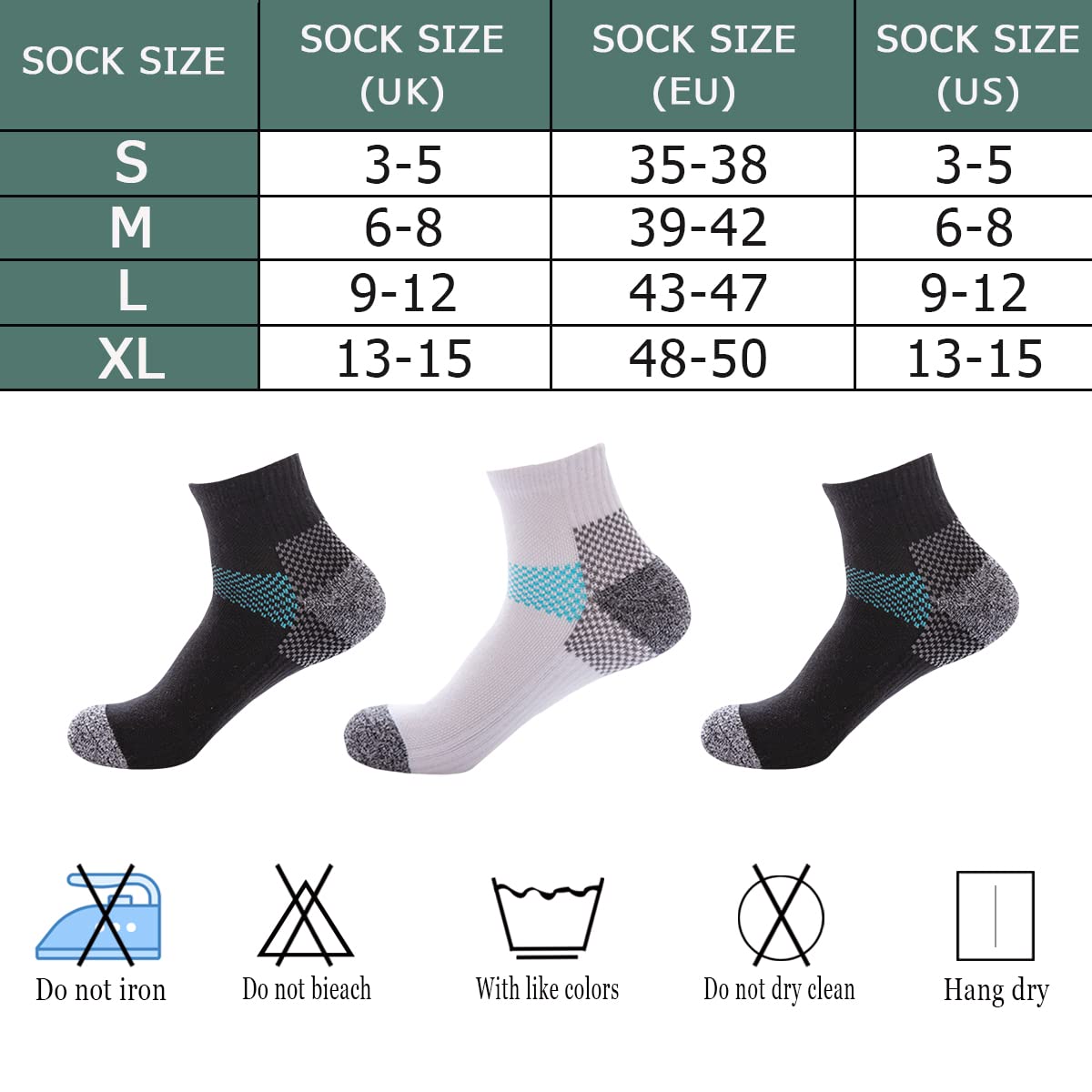 Herrensocken, 6 Paar, Anti-Blasen, gepolstert, atmungsaktiv, Laufsocken, Baumwolle, Sportsocken, Sportsocken, weiß, 6-8